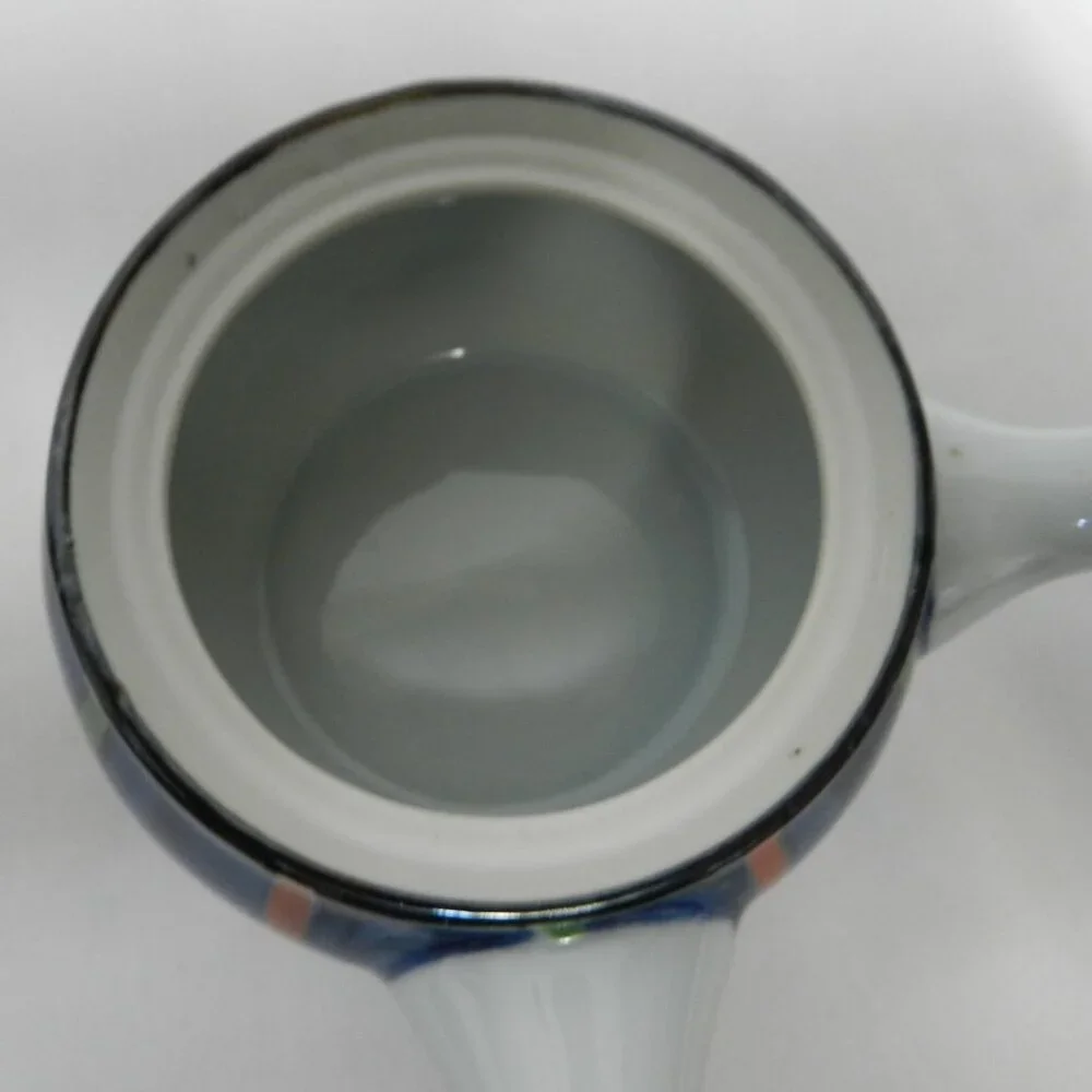 Japanese Kyusu Teapot w/ 2 Cups ceramic Japan striped blue green red white NEW